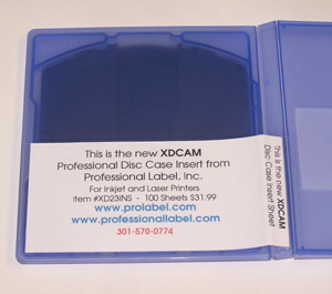 XDCAM HD Professional disc case inserts from Professional Label